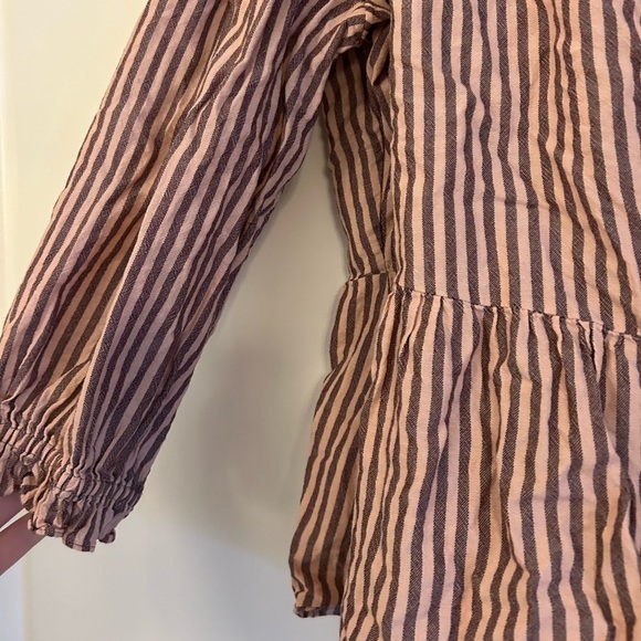 Madewell Puff-Sleeve Peplum Wrap Top in Stripe - Picture 3 of 10
